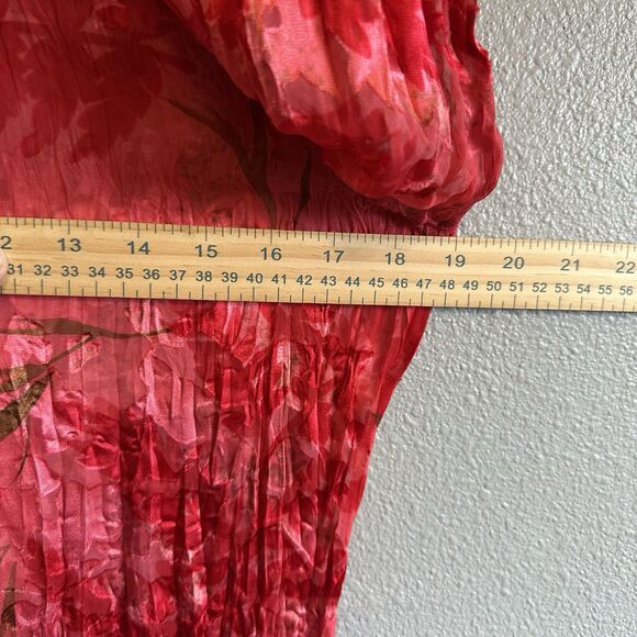 Vtg Issue Y2K Silk Top Med Sheer Burnout Fairy Ruffle Whimsical Artsy Blouse - Picture 8 of 9